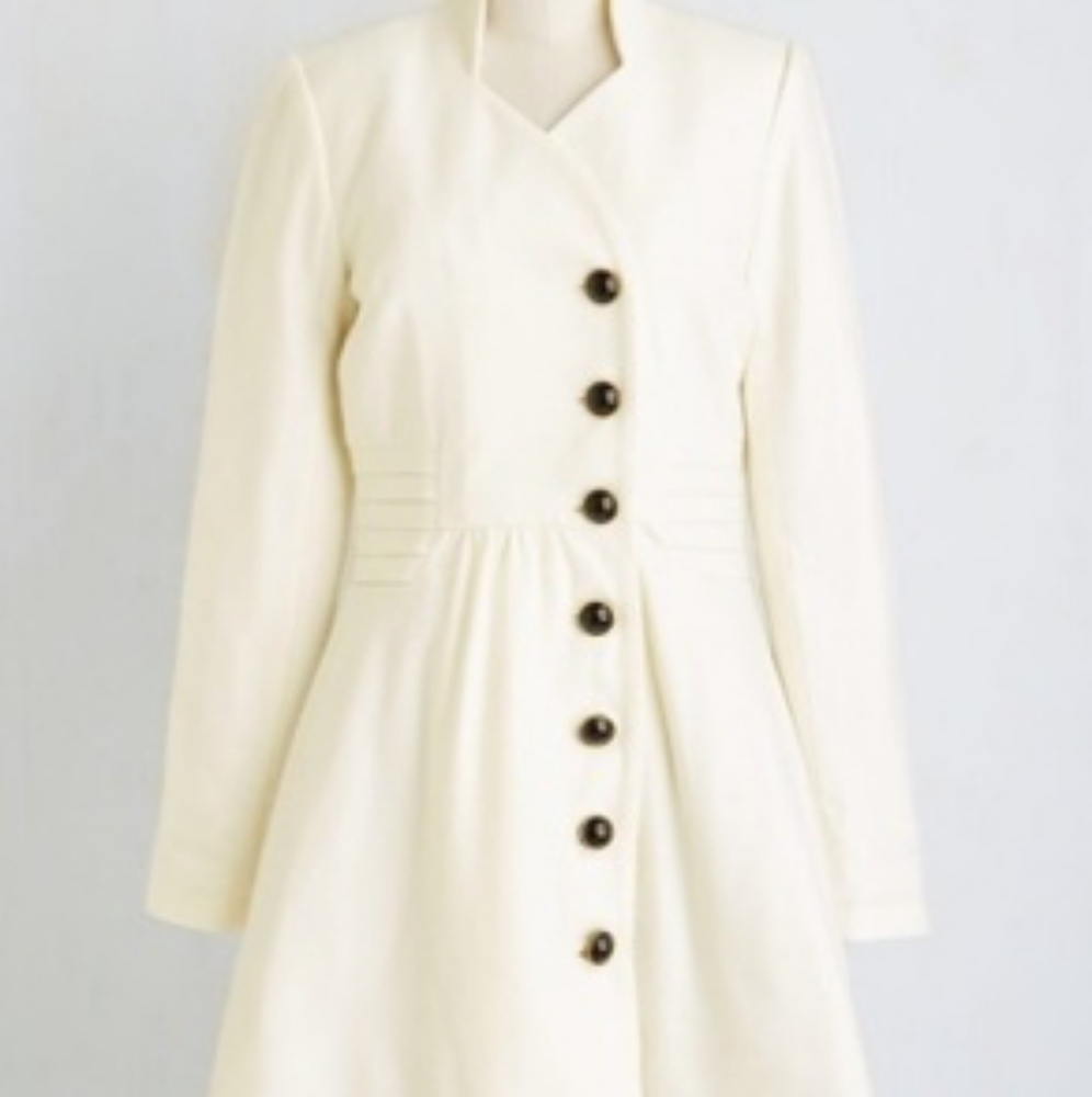 Ivory Pea Coat by ModCloth 'Outdoor Orchestra' RARE Unique NWOT XL 12 14